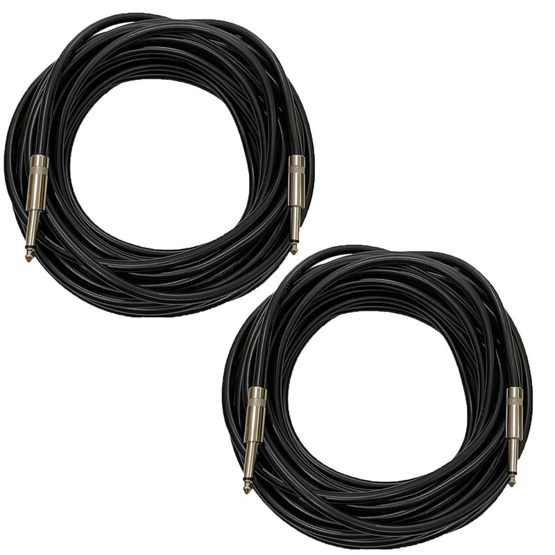 HeyTones Professional 75 Feet 12 Gauge 1/4" to 1/4" TS Speaker Cables - 12AWG 75ft DJ/PA Speaker Cords Amp Audio Wires - 2 Pack - Image 1
